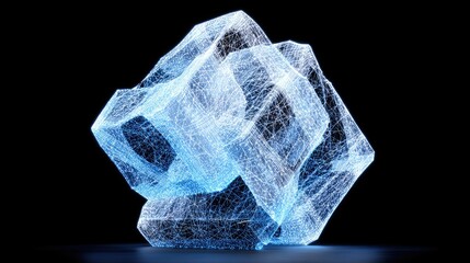 Abstract digital ice sculpture on black background