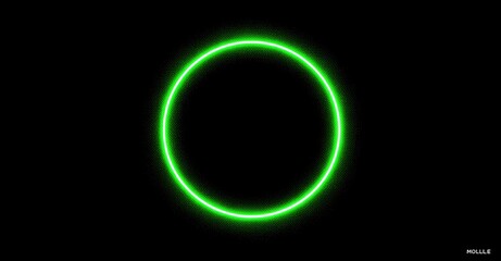 Bright lime green circle on black background