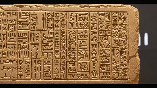 Ancient Egyptian Hieroglyphs on a Stone Tablet