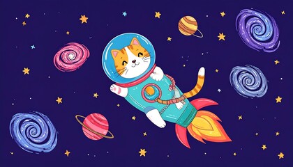 Cute cat astronaut in space (4)