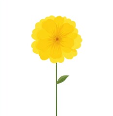 Single vibrant yellow flower on stem, simple illustration