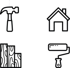 Tools and home outline icons