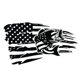 Bass Fish Usa Flag