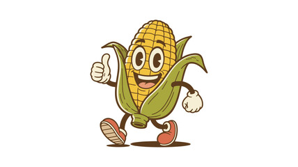 Happy cartoon corn cob giving a thumbs up