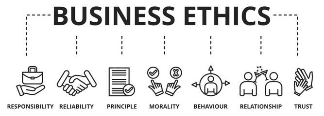 Business ethics - vector graphic template. Design elements for web and print on white backgrounnd