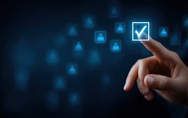 Hand selecting a person from a group