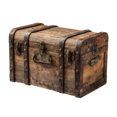 Antique wooden chest, studio shot, aged texture, travel theme, historical background, website design