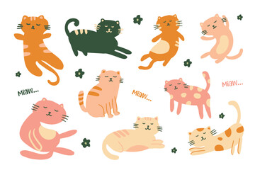 Playful and Cute Cat Illustration Collection