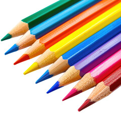 Fototapeta premium Colorful pencils arranged, close-up shot, black background, education supplies