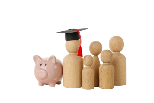 Students and families prepping for education, isolated on white, PNG