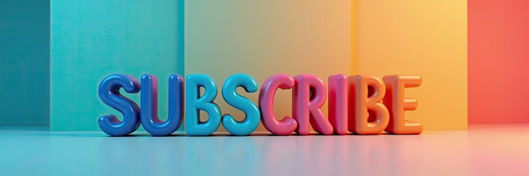 Colorful 3d subscribe text on a backdrop. - Powered by Adobe