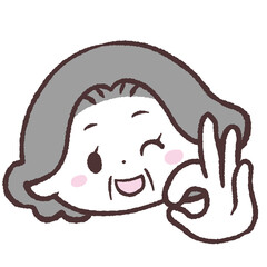 オッケーサインするシニア女性のイラスト