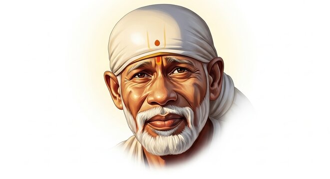 Illustration of a Monk Sitting in a Blessing Posture with a Peaceful Aura