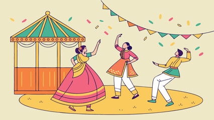 Obraz premium Celebration of bengali new year pohela boishakh festival with traditional dance and colorful decoration