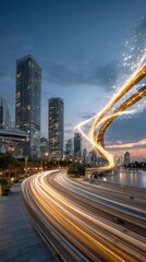 Fototapeta premium Exploring the Intersection of Fintech and Digital Currencies in a Modern City Landscape