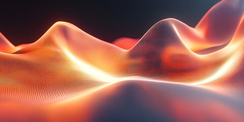 Fototapeta premium Abstract Vibrant Orange and Gold Wave Pattern on Dark Background