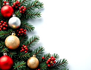 Festive Christmas decorations featuring ornaments and greenery