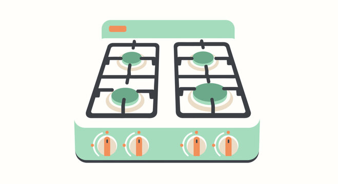 Stylish vintage mint green stovetop vector illustration for culinary projects
