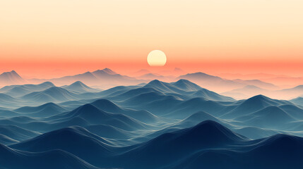 Fototapeta premium Misty mountain range at sunrise