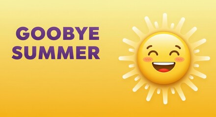 Happy sun character says goodbye to summer season