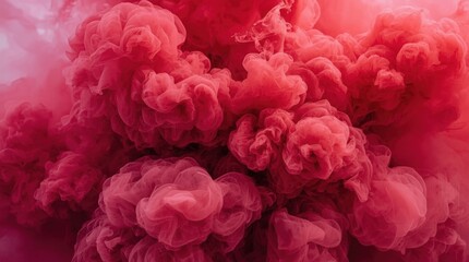 Abstract Red Smoke Clouds: Colorful Fluid Motion and Textured Digital Art Design with Particles