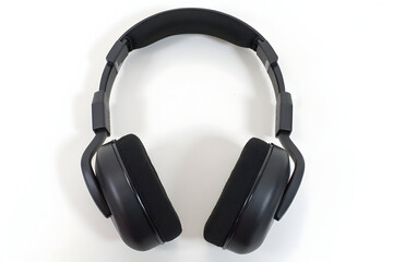 Black Headphones Isolated on White Background for Audio Listening