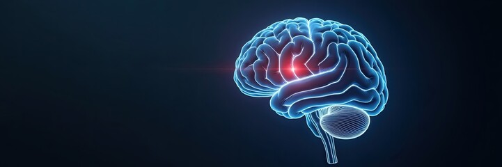 Detailed anatomical rendering of a human brain.