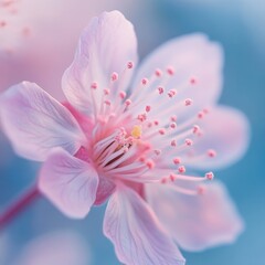 Fototapeta premium close-up sakura bloom, macro detail, pastel pink