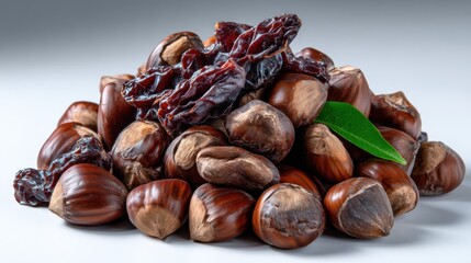 Fototapeta premium Premium roasted hazelnuts and natural nuts for healthy snacks baking cooking superfood benefits dietary nutrition gourmet ingredients and energy