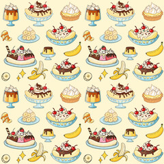 seamless background with banana dessert