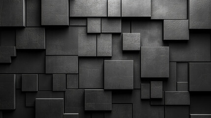 Abstract dark gray square blocks arranged in a chaotic pattern