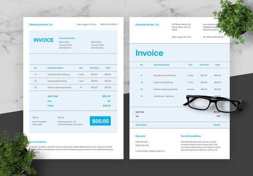 Blue And Black Cleaning Service Invoice