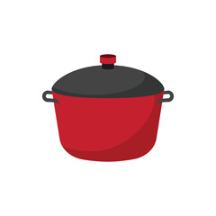 Large Red Cooking Pot with a Dark Gray Lid and Side Handles