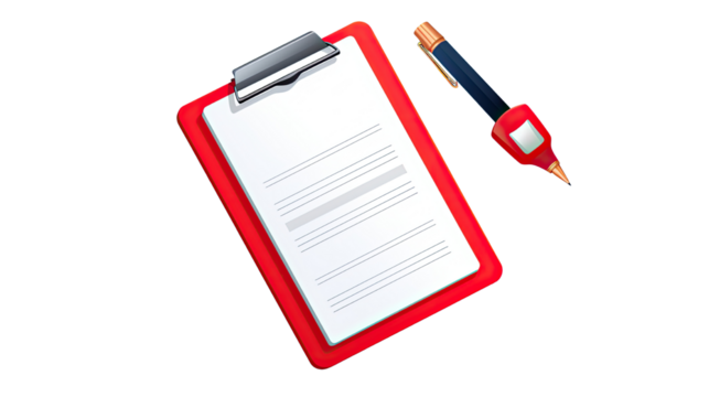 3d icon with clipboard with pen on white background
