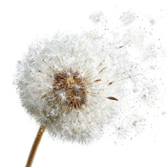 Dandelion seed head blowing, outdoor, close-up, nature background,  wish concept