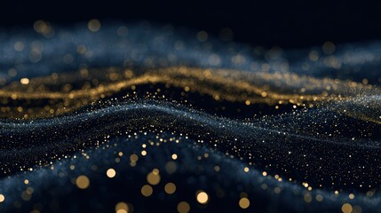 Golden glitter wave abstract texture, shimmering gold background wallpaper for festive designs