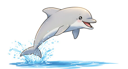Obraz premium Cheerful Dolphin Leaping Out of Water Surrounded by Splash