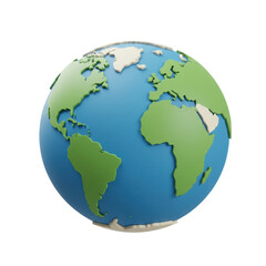 Naklejka premium Simple 3D Globe Illustration, Modern Earth Graphic for Global, Travel, and Geographical Themes