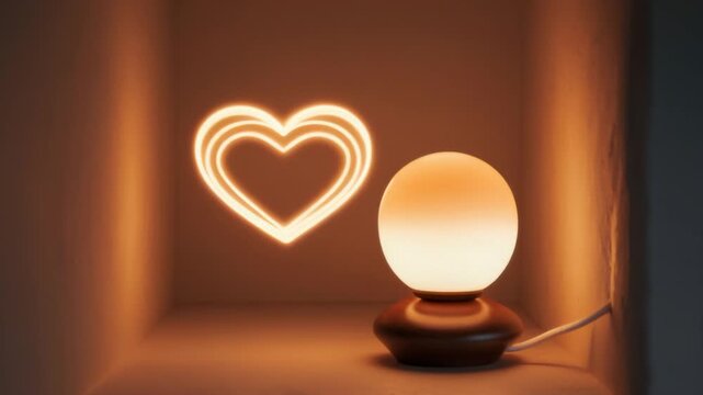 Table lamp casting pulsating triple-lined heart shadow