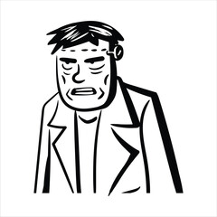 Lineart Frankenstein Character Vector Illustration Minimalist Lineart Style