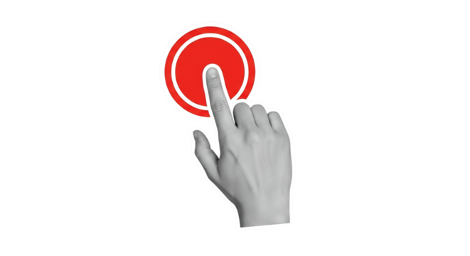 Finger Presses a Red Button: Activation, Control, and Modern Technology Interface Symbolism
