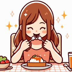 vector illustration of a person eating