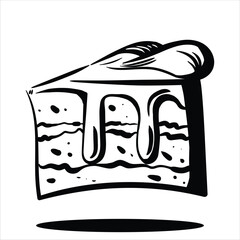 Lineart Slice Cake Item Vector Illustration Minimalist Lineart Style