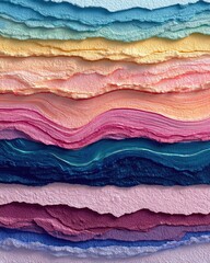 Abstract layered paper art with undulating strata