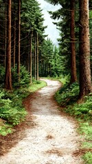 Obraz premium Winding Forest Path.