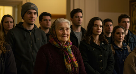 Diverse group of people attentively listening to a lecture or presentation indoors