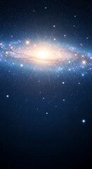Fototapeta premium Beautiful spiral galaxy with bright core and radiant stars in deep blue cosmic background a cosmic wonder