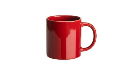 Red coffee mug isolated on clean plain white background