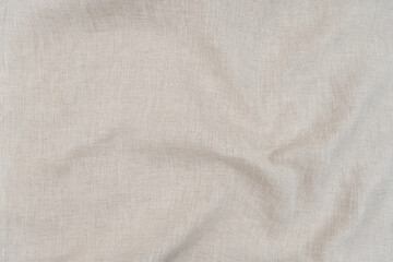 Beige Crumpled Linen Textured Background