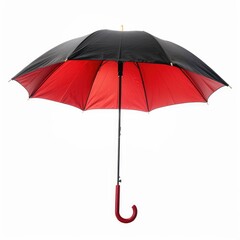 Red and black umbrella, open, isolated